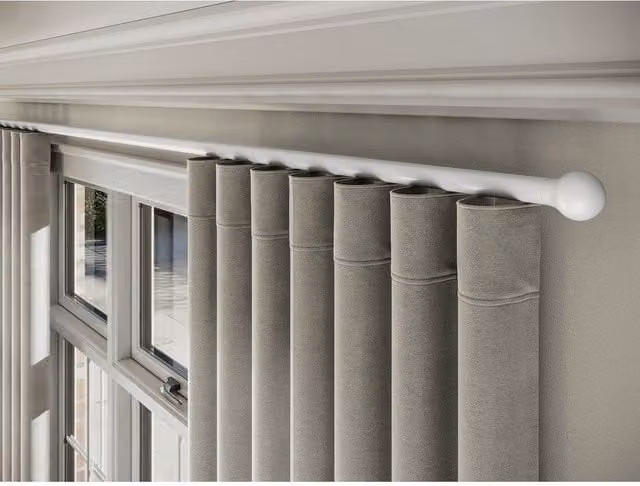 New Edge Blinds Styleline 28mm Gliding Curtain Pole Set with Ball End, White, Width: 380 cm