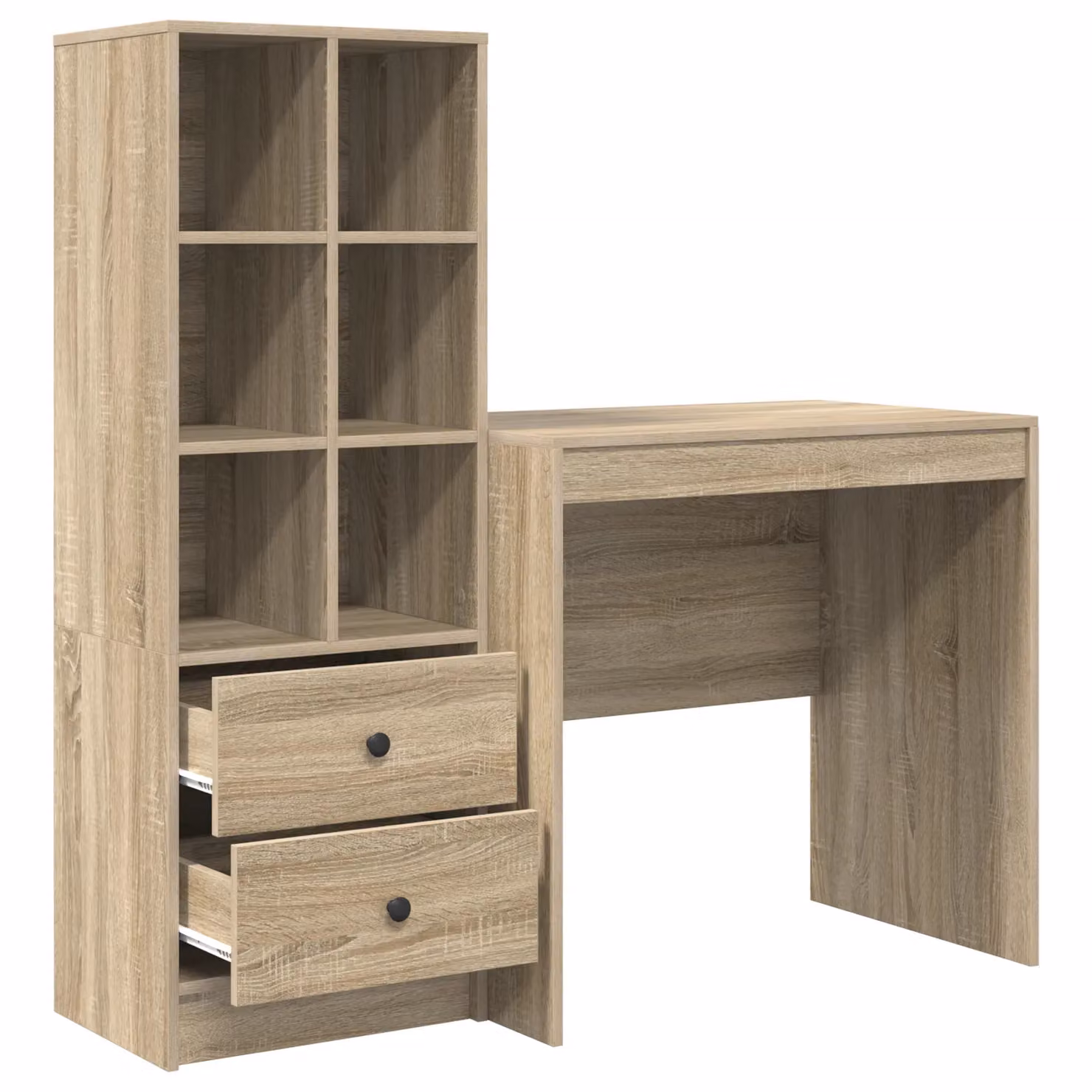 Berkfield Red Writing Desk with Storage in Sonoma Oak Engineered Wood W/D/H: 120 x 60 x 75 cm – 2