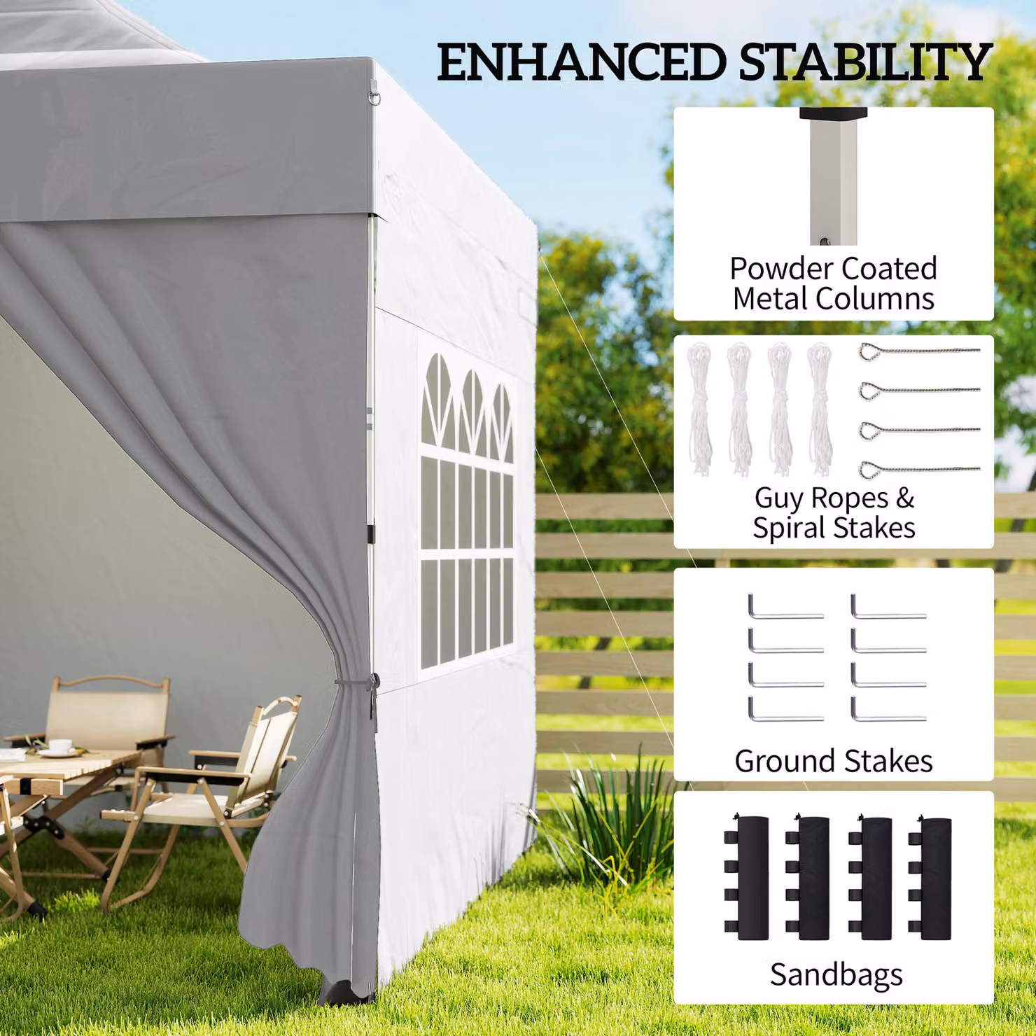 Outsunny Pop Up Gazebo with Sidewalls and Windows, UPF 50+ Heavy Duty Garden Party Tent Marquee in Silver Grey, W: 300 cm, D: 300 cm, H: 240 cm – 4