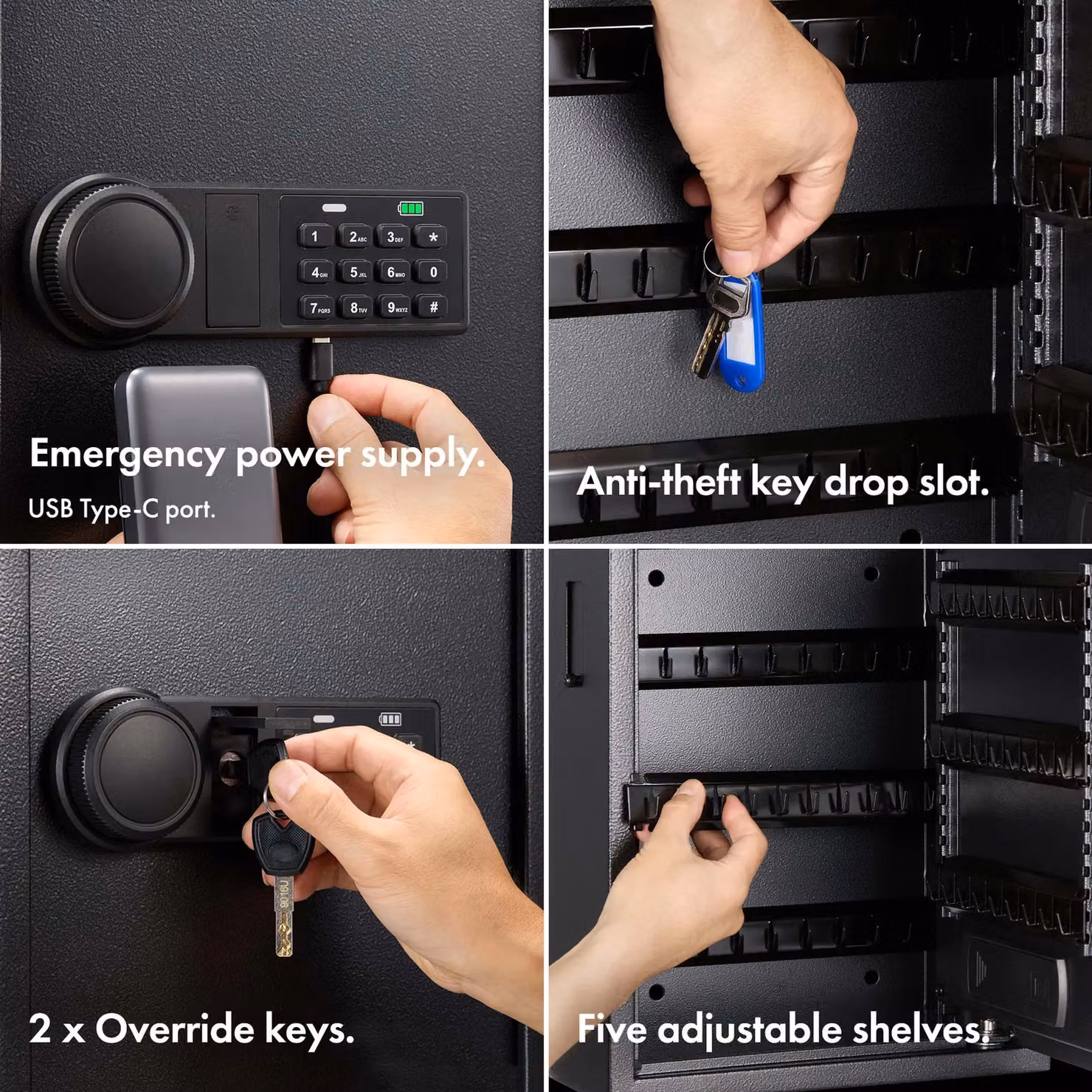VonHaus Combination Wall Mounted Key Safe, Black, H: 39.0 cm x W: 29.5 cm x D: 12.5 cm – 4