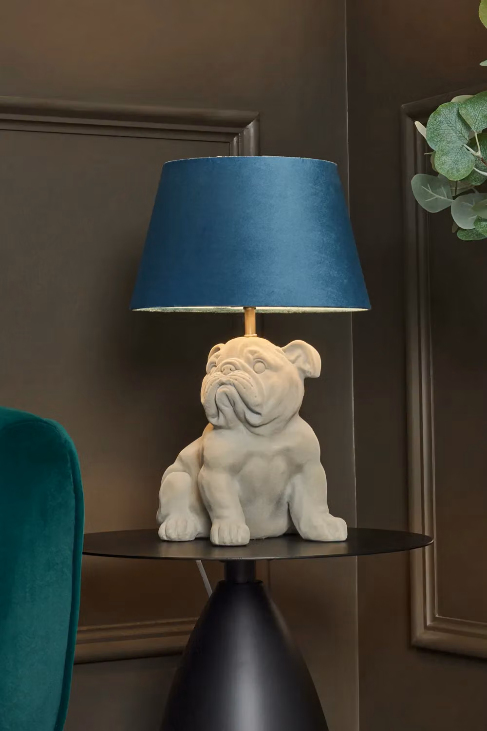 BHS Lighting Boris Bulldog Tabletop Lamp in Petrol Blue Ceramic and Fabric – 2
