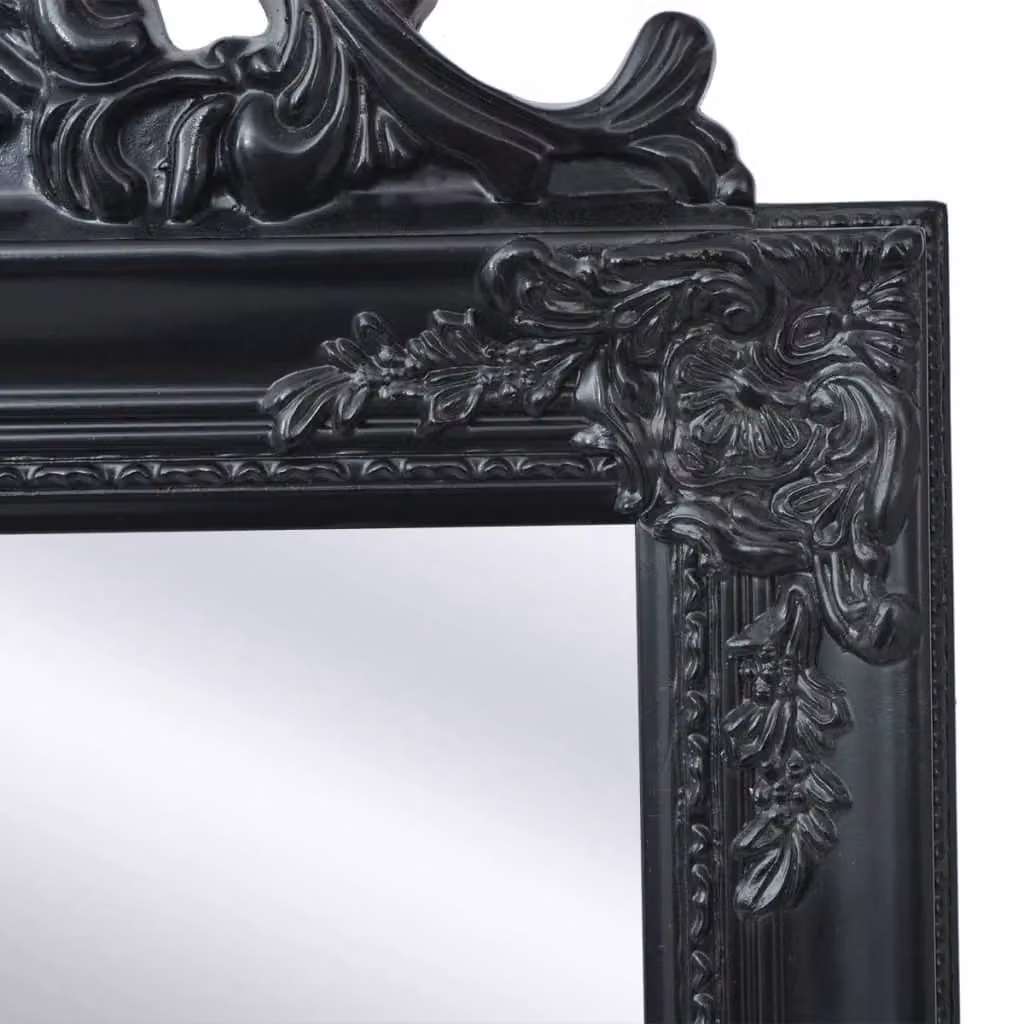 Berkfield Home Baroque Style Free-Standing Rectangular Mirror in Black, H 160 cm x W 40 cm – 3