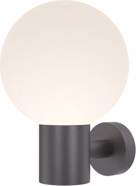 Netlighting Bold II Outdoor Globe Wall Lamp in Black with Transparent Glass Sphere, IP54, E27