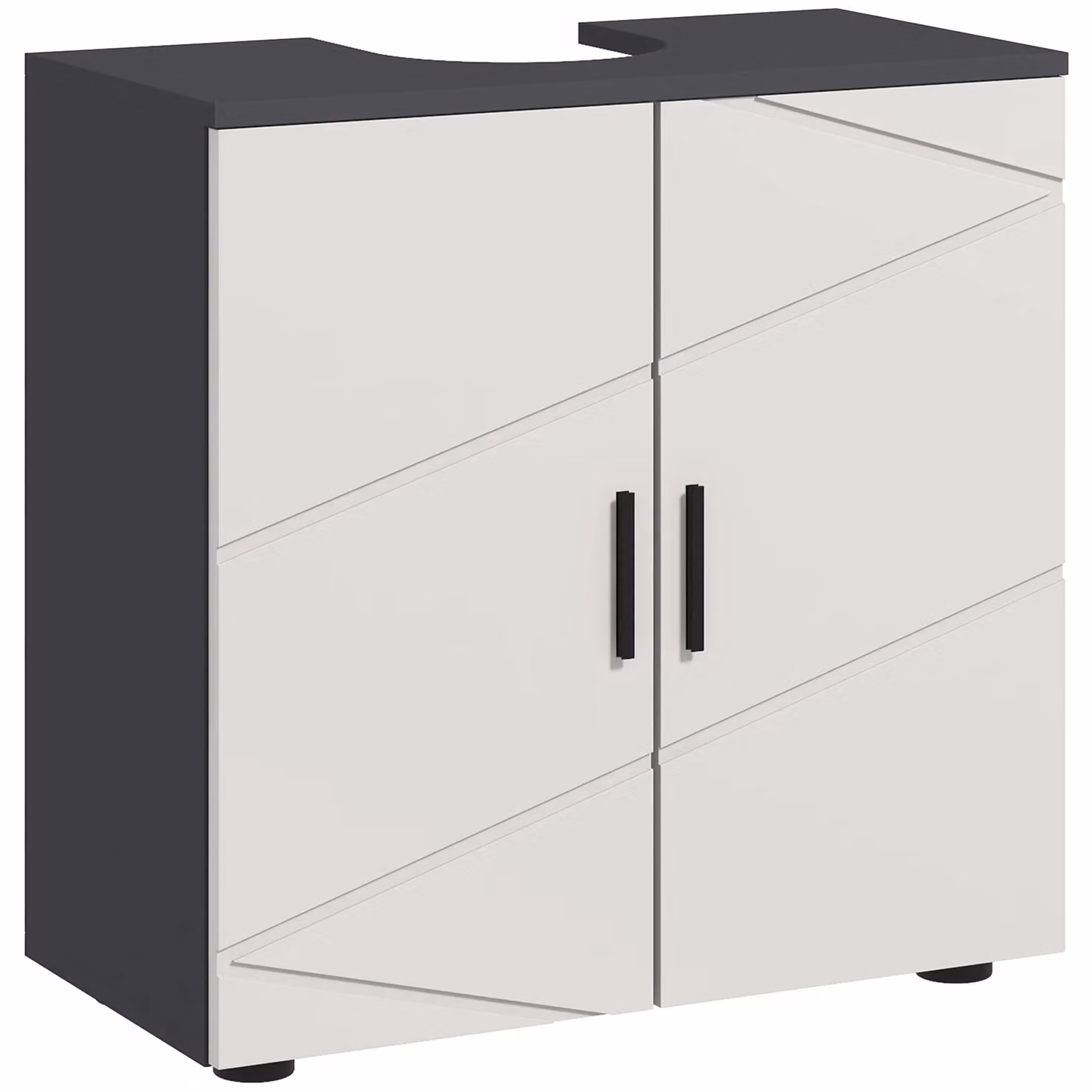Kleankin Pedestal Sink Cabinet with Soft-Close Hinged Doors and Internal Shelves, Grey, W/D/H: 60 x 30 x 60 cm – 6