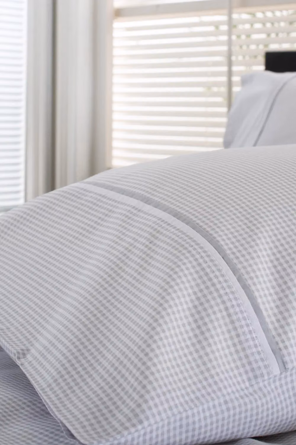 The Lyndon Company Grey Checked Cotton Duvet Cover and Pillowcase Set – 2
