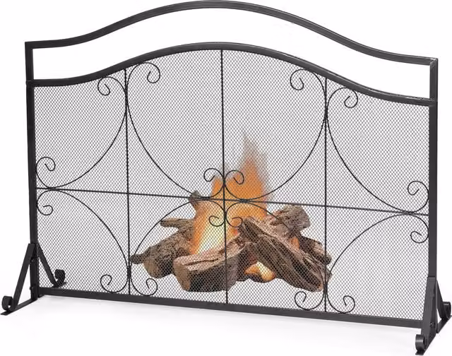 Costway Iron Fireplace Spark Guard Gate in Black