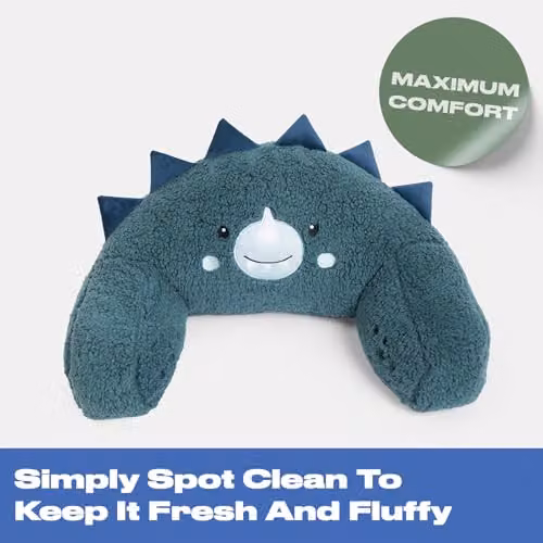 OHS Dinosaur Cuddle Cushion for Kids in Blue, Soft Fleece Back Support Reading Pillow, W/D/H: 45 x 40 x 30 cm – 3