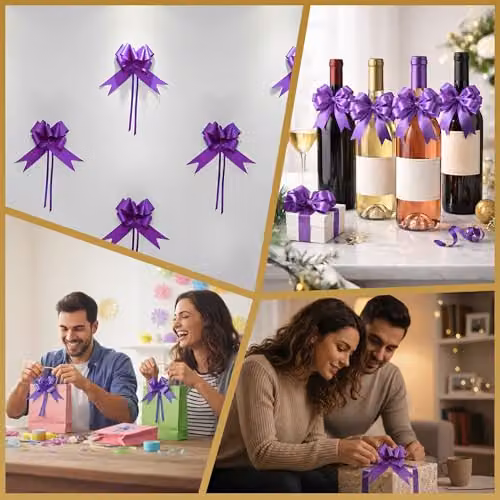 Shatchi 30pcs Purple Pull Bows, 5cm Diameter for Gift Wrapping and Decorations – 5