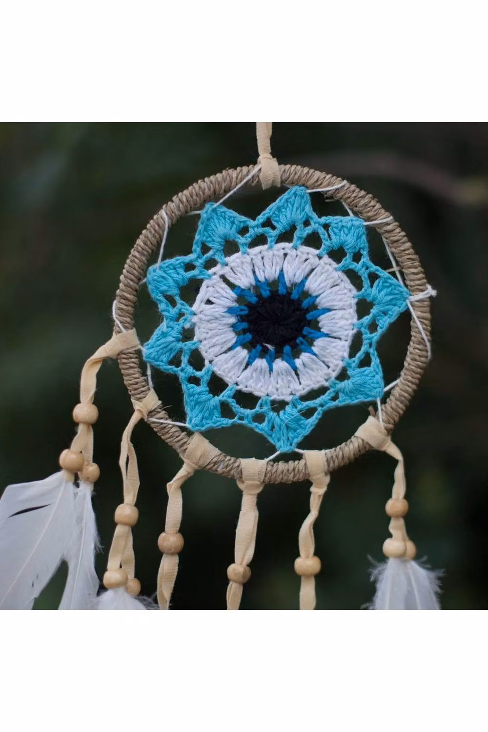 KDMD Blue and Multicolour Macramé Dream Catcher, Diameter: 12 cm – 3