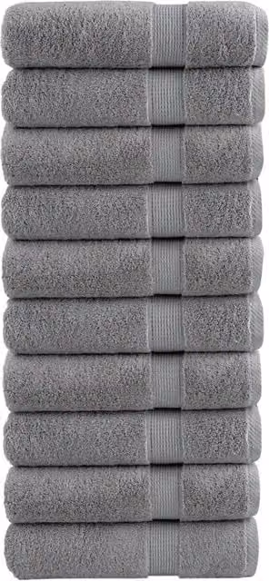 Berkfield Home SOLUND Premium Cotton Terry Bath Towels, Grey, 10 Pack, W: 150 cm, H: 100 cm, 600gsm – 1