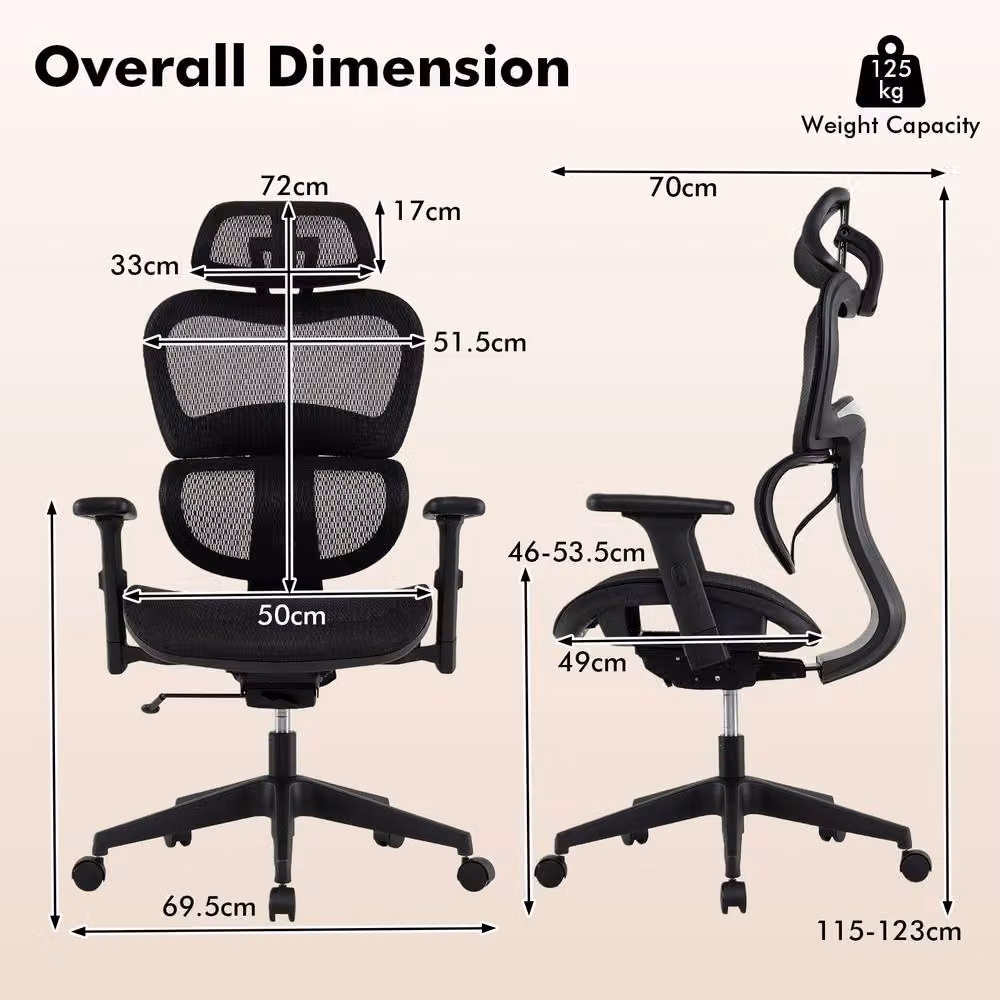 Gymax Black Mesh Executive Office Chair with Adjustable Headrest and Lumbar Support – 2