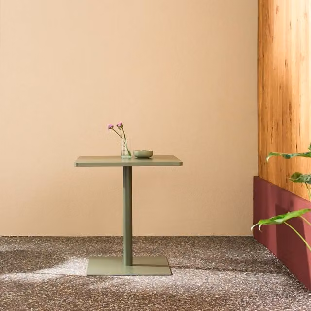 Sweekeek Square Steel Bistro Garden Table in Khaki Green – 1