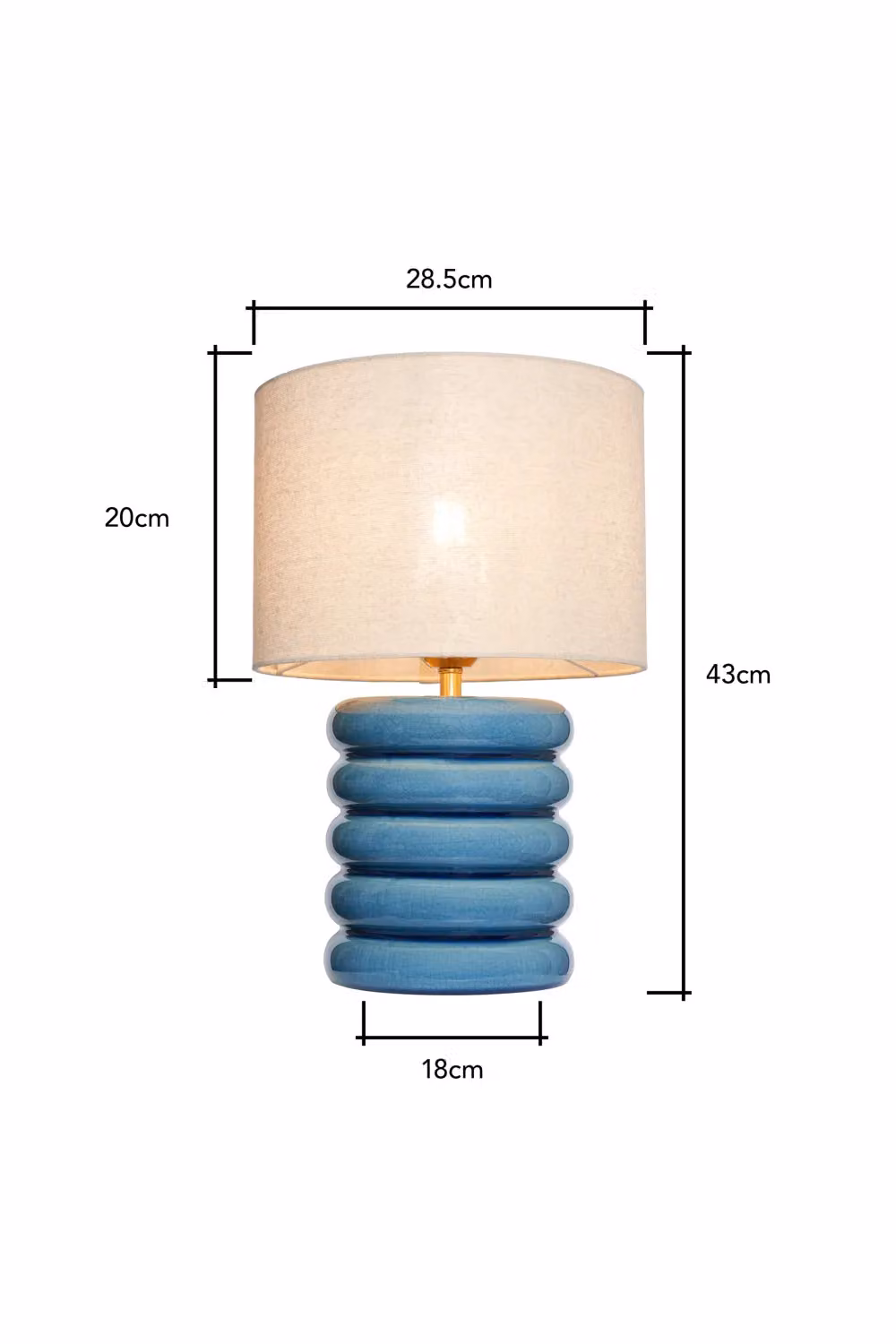 BHS Lighting Florence Flump Blue and Gold Ceramic Table Lamp – 3