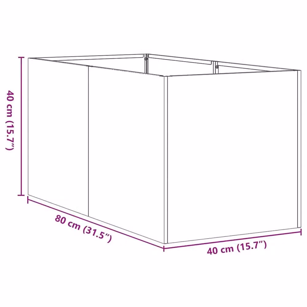 Berkfield Home Steel Planter Tub in Green, W/D/H: 80 x 40 x 40 cm – 4