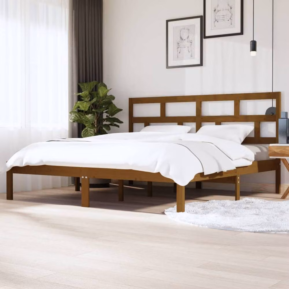 Berkfield Home Beautiful Bed Frame in Brown Solid Pine Wood, W/D/H: 200 x 100 x 206 cm – 2