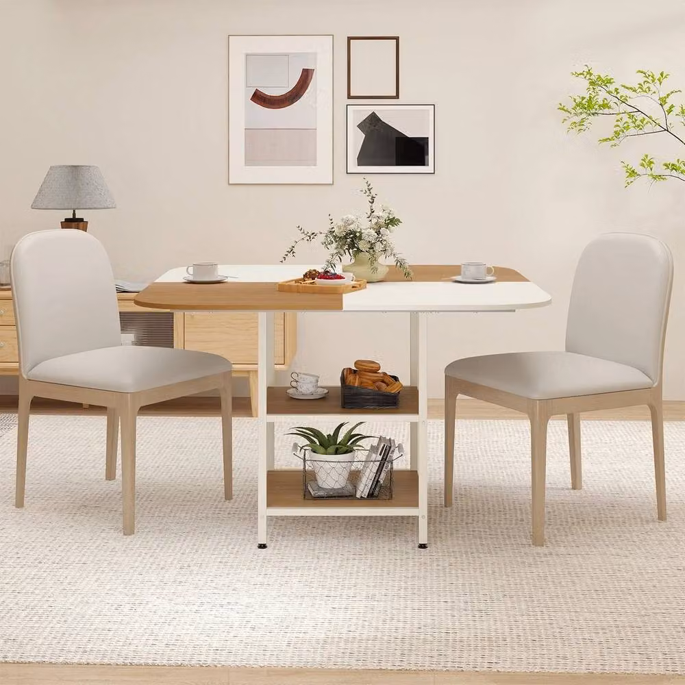 VOGREX Modern Square Dining Table in Sand, White and Multicolour, W/D/H: 120 x 120 x 77 cm – 2