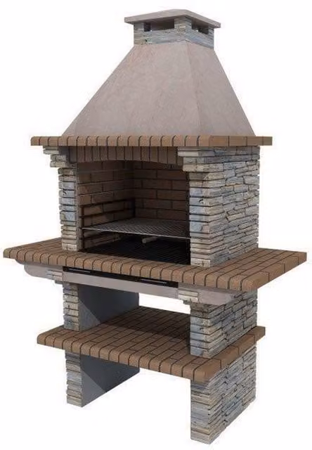 Callow Dark Stone Mediterrani Masonry BBQ Grill in Grey and Charcoal