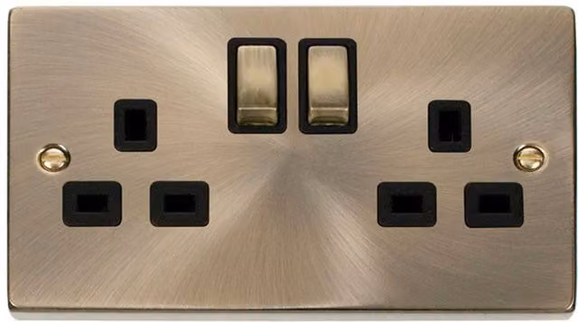 SE HOME Antique Brass Surface Mounted Double Switched Socket