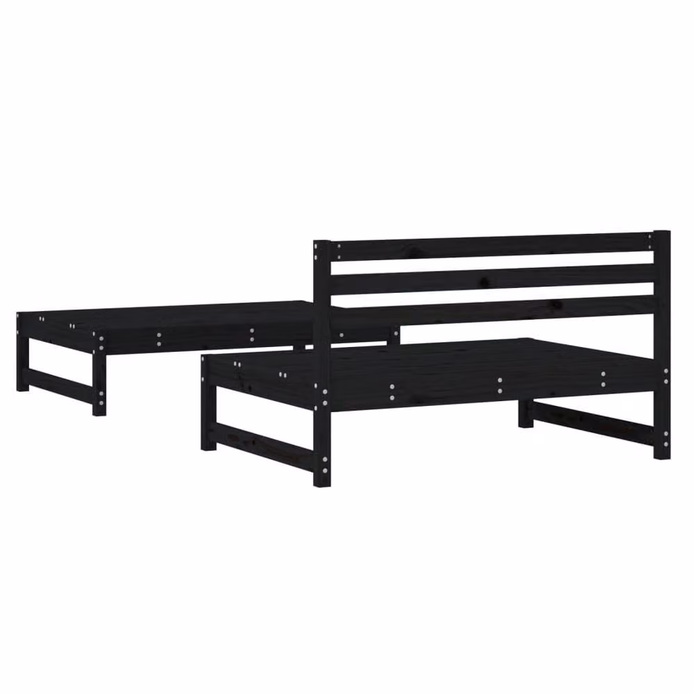 Berkfield Home 2 Piece Black Solid Pine Garden Lounge Set with Outdoor Coffee Table – 2