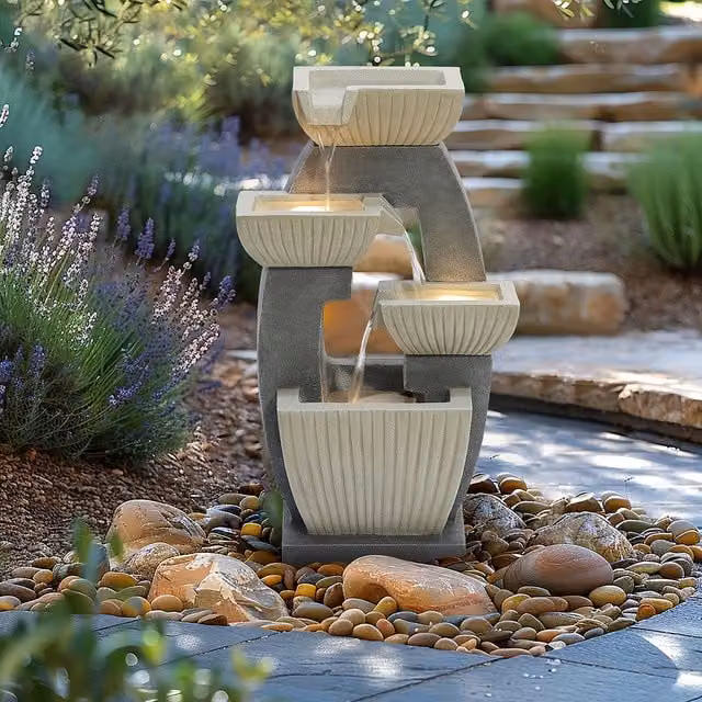 Charles Bentley Elbe Cascading Mains Water Feature in Grey