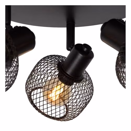 Lucide Maren Dimmable Retro Ceiling Spotlight in Black, Diameter: 37 cm, 3 x E14 – 4