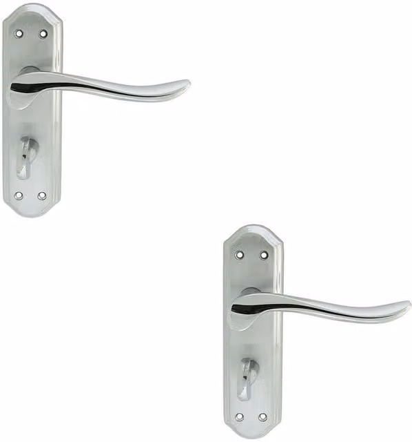 Loops 2x Pair Curved Handle on Sculpted Bathroom Backplate, Chrome, W: 180 mm x H: 48 mm