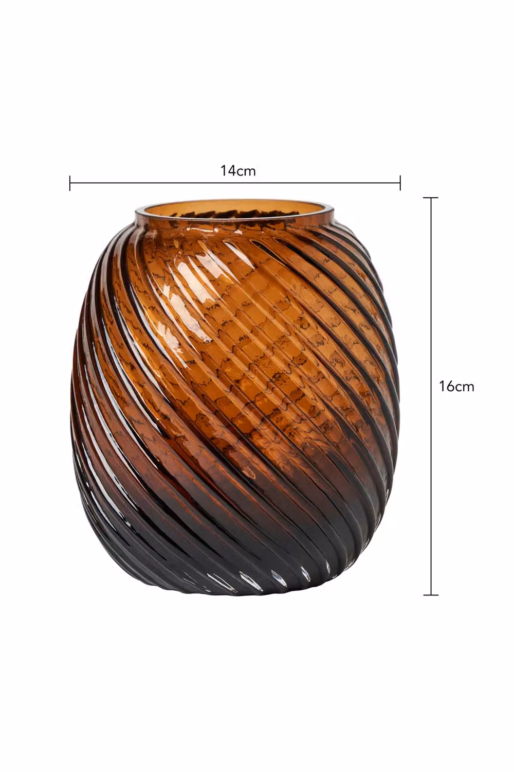 BHS Cognac Spiral Glass Vase in Amber and Brown – 3
