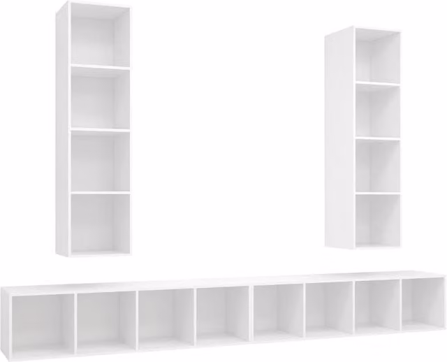 Berkfield Home Set of 4 Wall-mounted Minimalist TV Cabinets in Matt White MDF – 1