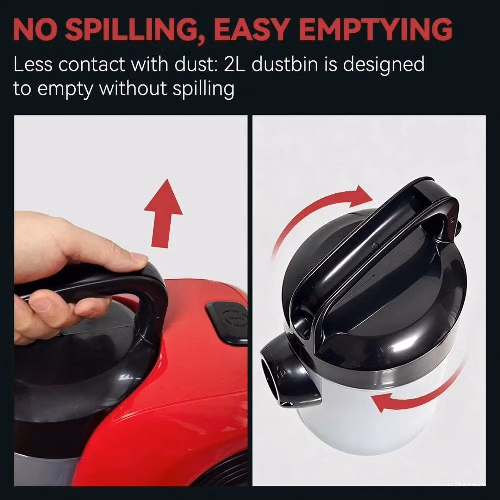 KORVIXA 1000W Bagless Compact Cylinder Vacuum Cleaner with HEPA Filter in Red – 4