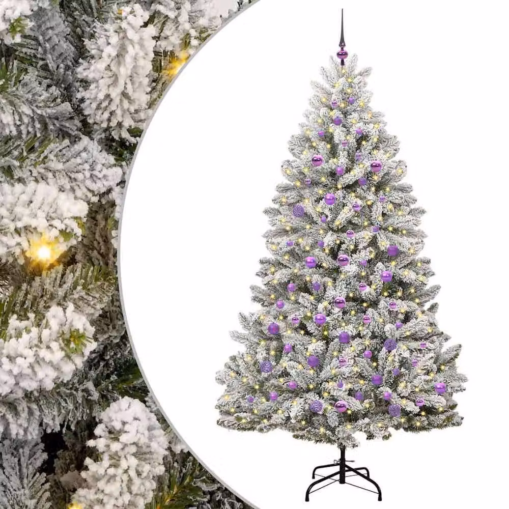 Berkfield Home Elegant Artificial Christmas Tree in Green and White, Height: 210 cm – 2