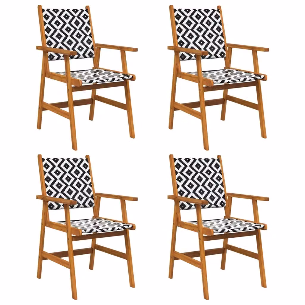 Berkfield Home Set of 4 Brown Acacia Wood Garden Chairs with Armrests and Cushions – 2