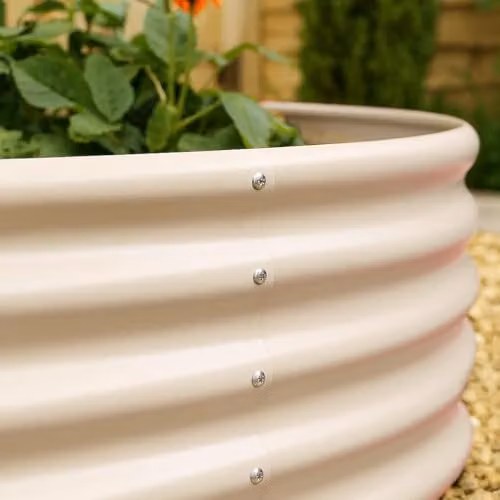 Harbour Housewares Round Bottomless Raised Garden Bed in Beige Galvanised Steel, Diameter: 90 cm, Height: 45 cm – 4