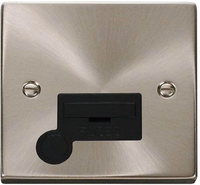 SE Home 13A Fused Connection Unit with Flex in Satin Brushed Chrome and Metallic Silver