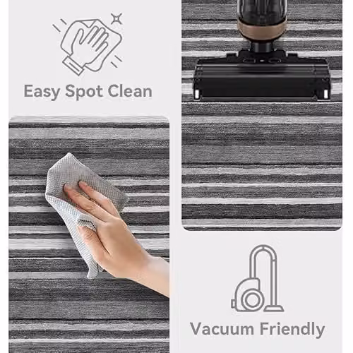 MCC Direct Modern Striped Rectangular Microfibre Rug in Grey, W: 60 cm, D: 110 cm – 6