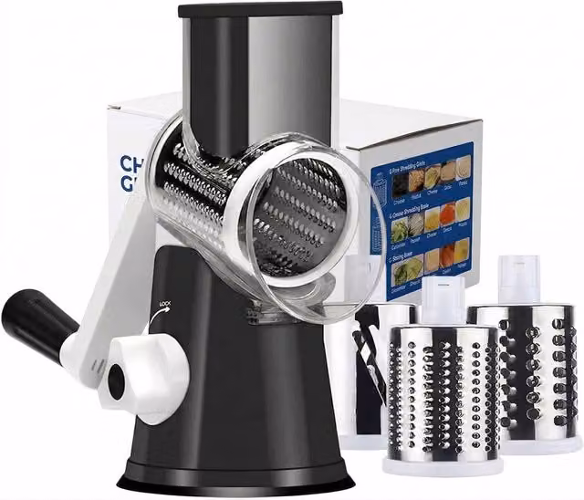 Dragodirect 3 in 1 Rotary Cheese Grater and Shredder with Handle in Black – 1