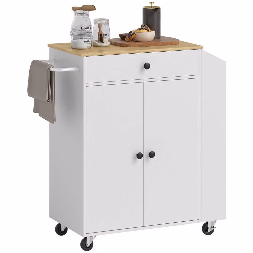 STILVORA Kitchen Trolley with Drawer and Three-Tier Spice Rack in White – 3
