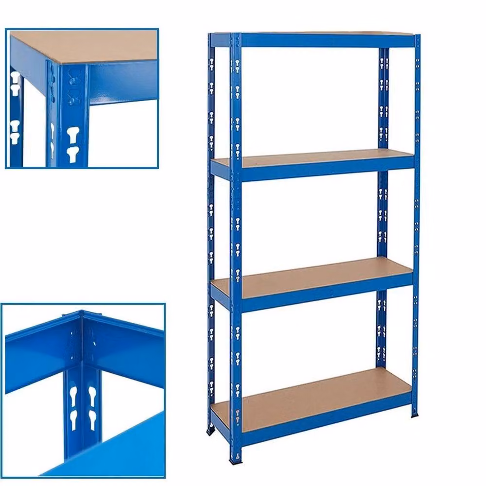 FLAVORA 2x Heavy Duty 4 Tier Blue Metal Storage Racking with Adjustable Shelves W/D/H: 50 x 50 x 150 cm – 4