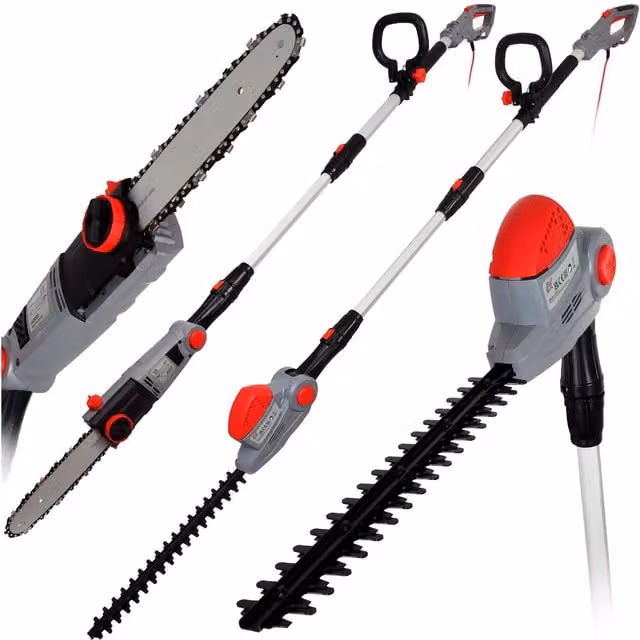 Netta 2 in 1 Long Reach Hedge Trimmer and Chainsaw, 710W, Grey