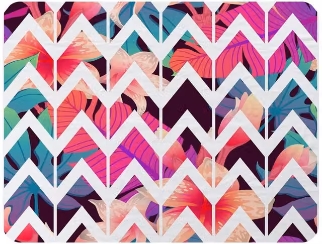 Benjamin Tate Design Tropical Geometric Zig Zags Fleece Blanket in Pink, Beige and Multicolour, W/D/H: 120 x 150 cm – 2