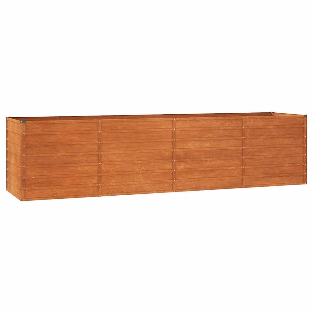 Berkfield Home Garden Raised Bed in Brown Corten Steel, W/D/H: 320 x 80 x 77 cm – 1
