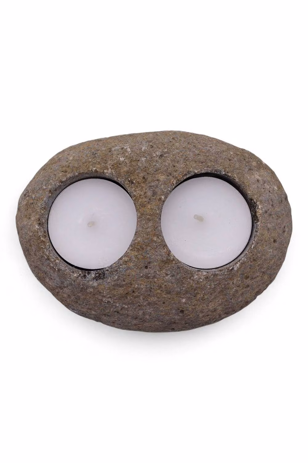 KDMD Natural Riverstone Double Tealight Candle Holder and Nightlight in Brown – 2