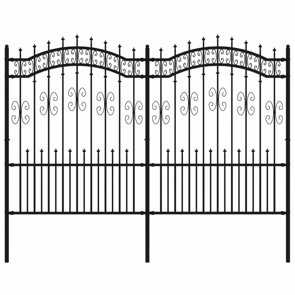 Berkfield Home Garden Fence with Spear Top in Black Powder-coated Steel, Height: 190 cm – 2