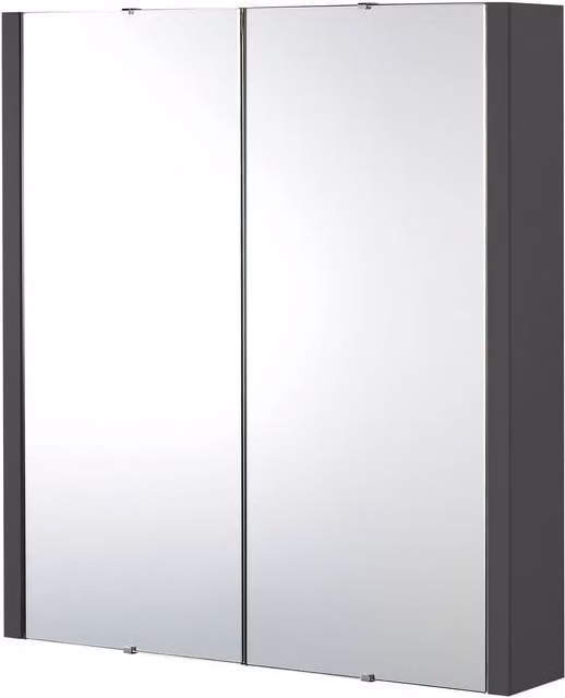 Balterley Bianca Wall Hung Mirror Cabinet with 2 Soft Close Doors, Gloss Grey, Width: 60 cm – 1