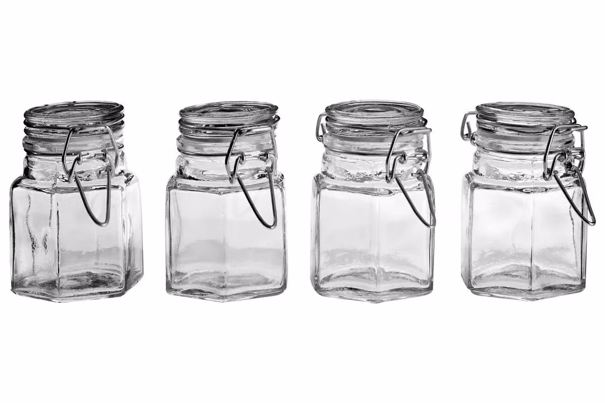 Premier Housewares Transparent Glass Spice Jars with Leakproof Clip Tops, Set of 4, W/D/H: 8 x 6 x 6 cm – 3