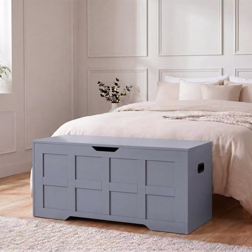 Kelvenix Grey Wooden Storage Ottoman Bench Box – 3