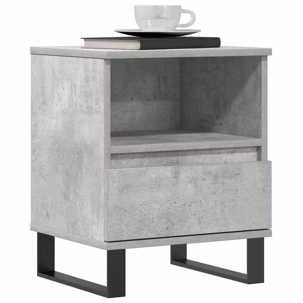 Berkfield Home Set of 2 Modern Bedside Cabinets in Concrete Grey, W/D/H: 40 x 35 x 50 cm – 3