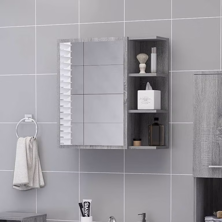 Berkfield Home Grey Sonoma Bathroom Mirror Cabinet, W/D/H: 62.5 x 20.5 x 64 cm