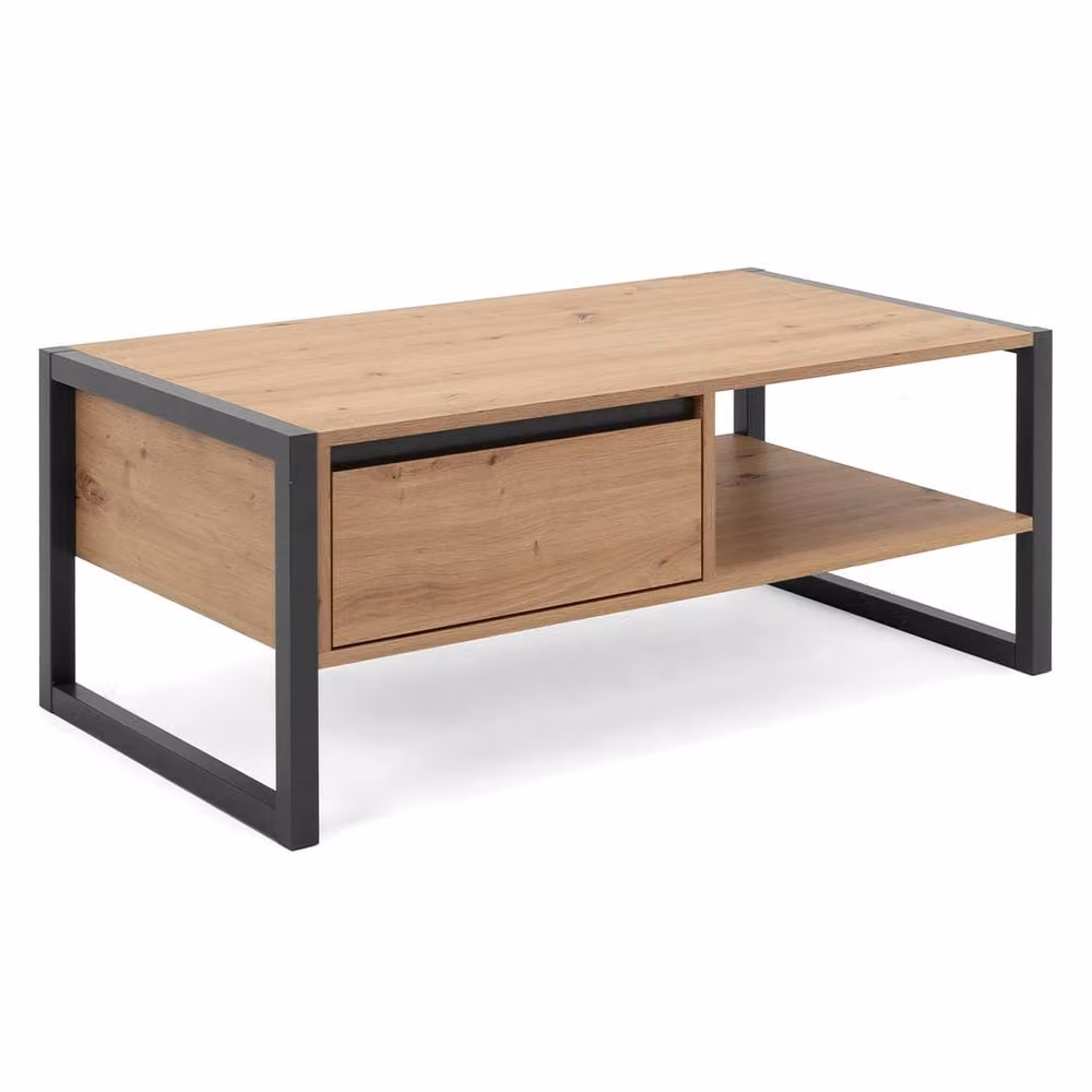 CALICOSY Denver Coffee Table with Drawer in Light Oak – 3