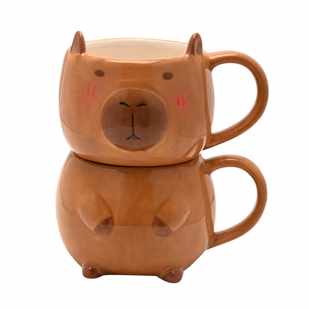 The Feel Good Club Brown Ceramic Capybara Stackable Mug – 2
