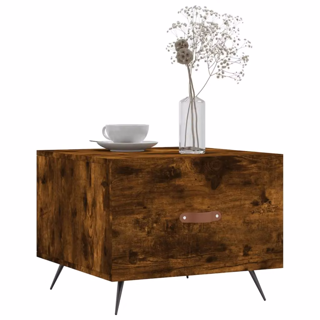 Berkfield Home Smoked Oak Coffee Table in Brown, W/D/H: 50 x 50 x 40 cm – 3
